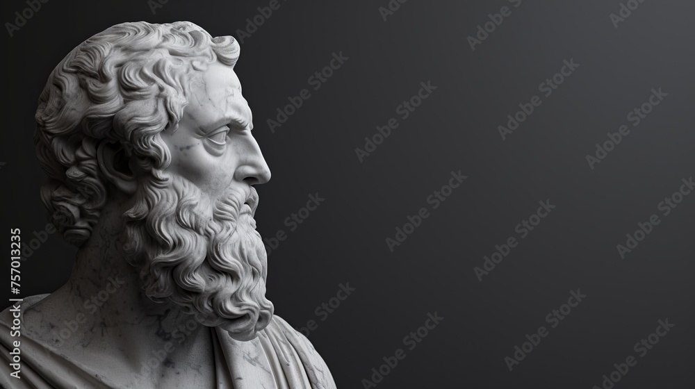 Philosopher Plato on Black Simple Background with Empty Space for Philosophy Quotes - Gradient With Blank Text Space