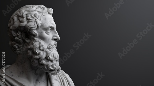 Philosopher Plato on Black Simple Background with Empty Space for Philosophy Quotes - Gradient With Blank Text Space