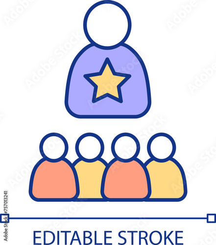 Leadership RGB color icon. Notable figure. Powerful person. Social hierarchy. Role model for other people. Isolated vector illustration. Simple filled line drawing. Editable stroke