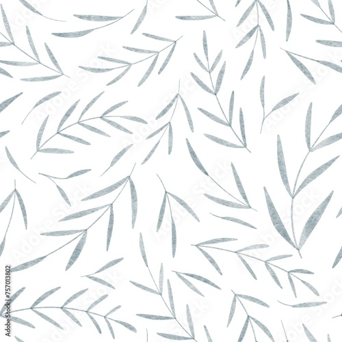 Watercolor seamless pattern with branches