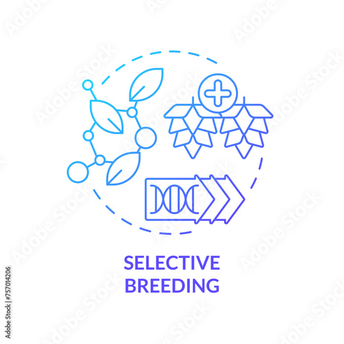 Selective breeding blue gradient concept icon. Seed modification, artificial selection. Round shape line illustration. Abstract idea. Graphic design. Easy to use in article, blog post