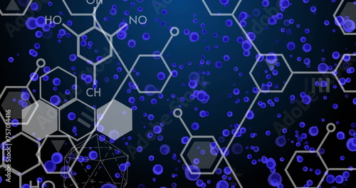 Image of chemical formulas over blue cells on navy background