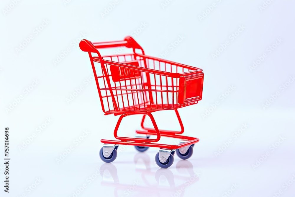 A white background featuring an isolated shopping cart