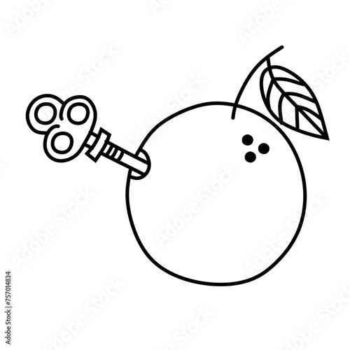 black and white illustration of a clockwork orange