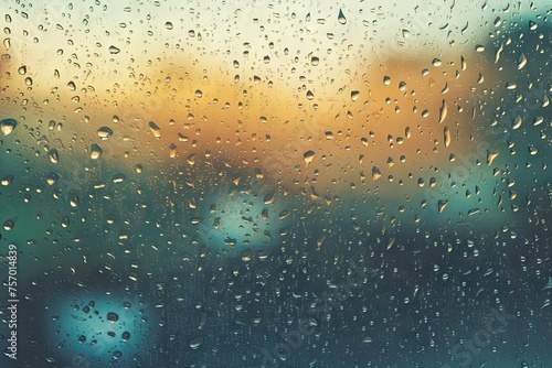 Abstract raindrop textures on a sunny window create the background image