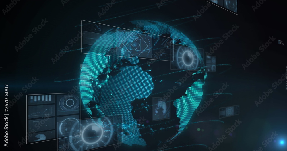 Image of data processing over globe Image of data processing over globe