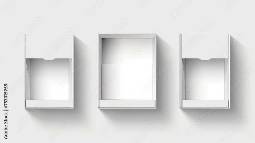 Cartoon Box Slide Mockup of an open slide box. Realistic modern illustration set of a ...