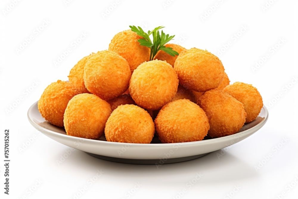 White background with cheese balls including path White background with cheese balls including path