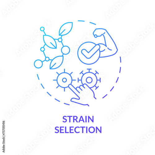 Strain selection blue gradient concept icon. Selective agriculture, seed modification. Genetic modification. Round shape line illustration. Abstract idea. Graphic design. Easy to use in blog post
