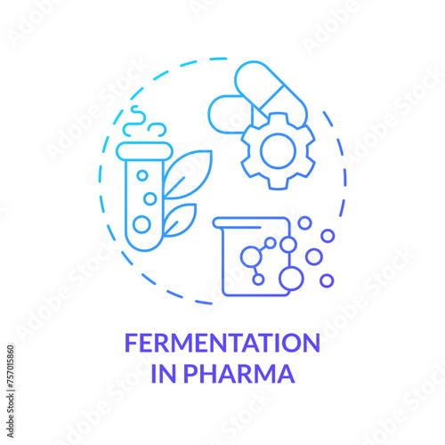 Fermentation in pharma blue gradient concept icon. Pharmaceutical industry, antibiotics production. Round shape line illustration. Abstract idea. Graphic design. Easy to use in article, blog post