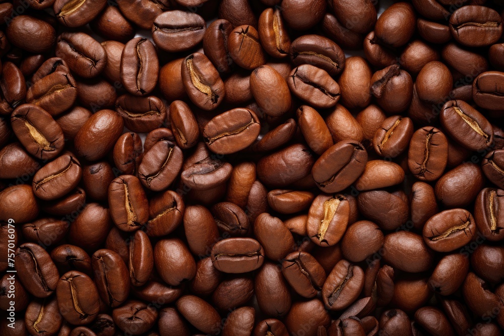 Fototapeta premium Background of freshly roasted coffee beans