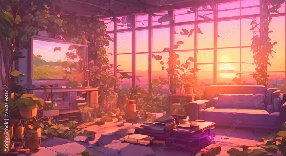 animated virtual backgrounds, stream overlay loop, interior, cozy ...