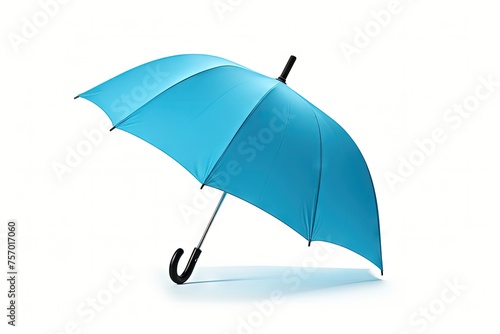 Blue umbrella isolated on white background with shadow