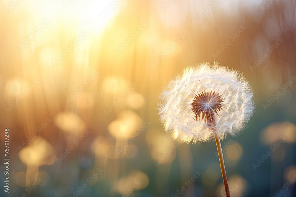 Macro photograph of a dandelion in a dreamy style