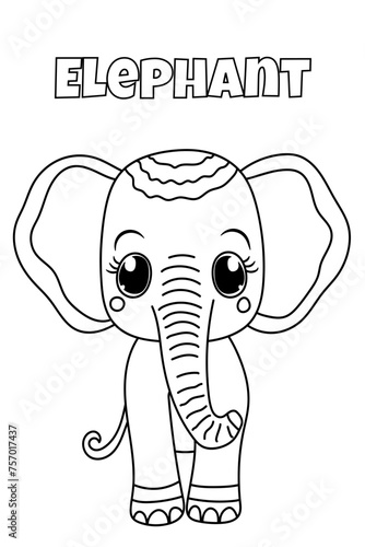 Elephant Coloring Book Page For Preschool Children Features Animals