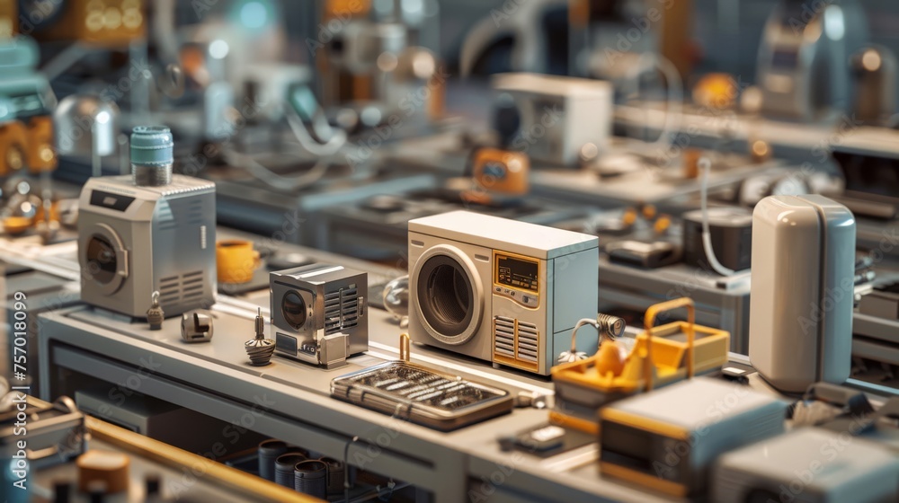An assembly line of home appliances An assembly line of home appliances