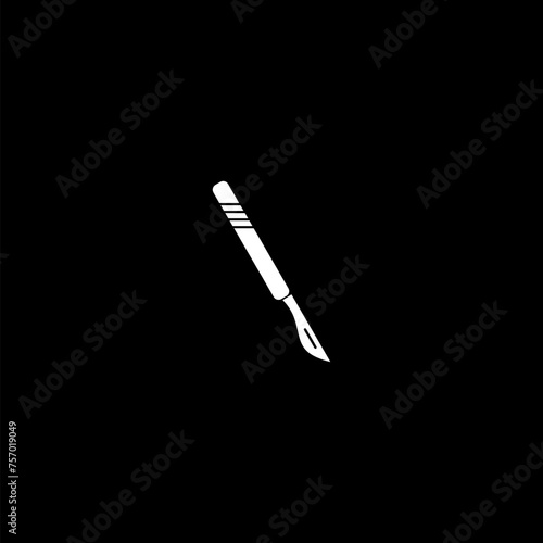 Medical scalpel icon isolated on dark background