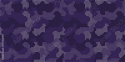 Halftone digital vinous camouflage.  LED screen pattern in dark maroon tones, camo grid, polka dot background. Seamless vector texture
