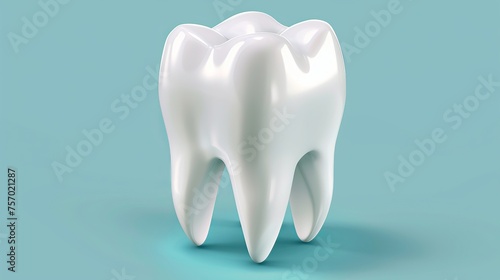 Mockup of a white tooth with a clean glossy surface. Modern illustration of mouth design element, oral hygiene, dental clinic services, and stomatology health care.