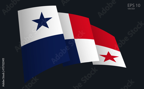Waving Vector flag of Panama. National flag waving symbol. Banner design element.
