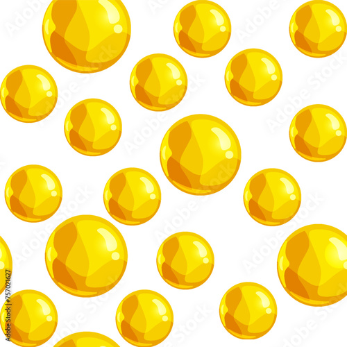 Yellow colorful balls gold seamless pattern