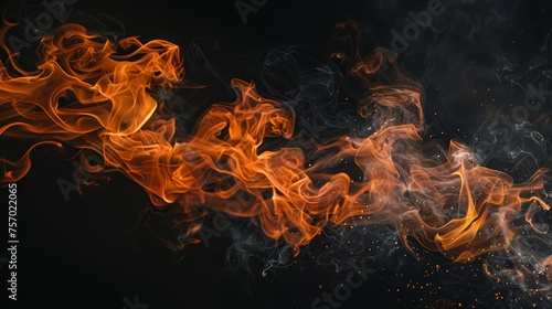 a fire on a black background
