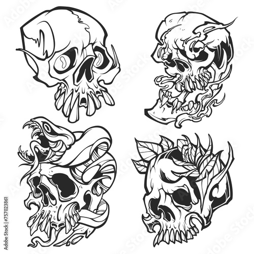 uncoloring skull pack (ID: 757023861)