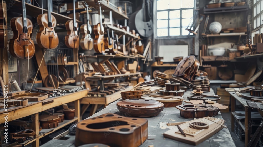 Crafting of musical instruments in a factory setting