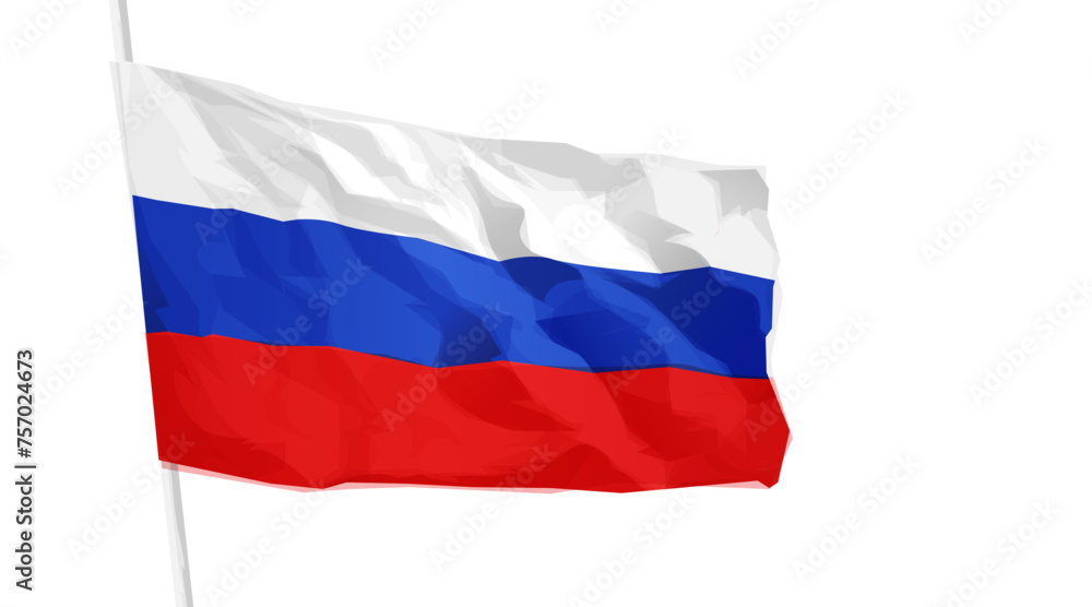 Fototapeta premium Waving realistic russian flag isolated on white background. Vector illustration.