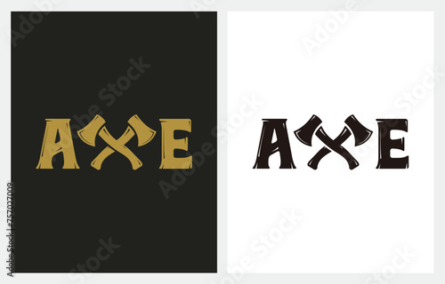Vintage Woodworking Carpentry Lumberjack Cross Axe logo design inspiration