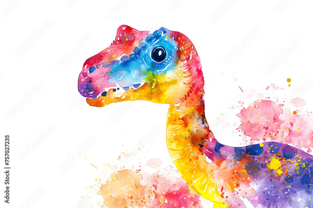 Fototapeta premium Colorful dinosaur watercolor illustration Isolated background