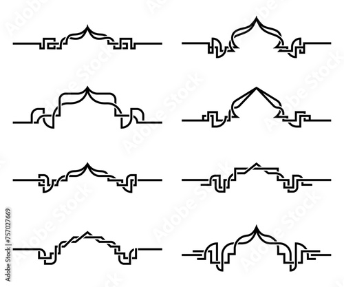 Modern Cultural Intertwined Arabic Divider Element Collection Set.