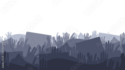 Crowd of people hands silhouettes