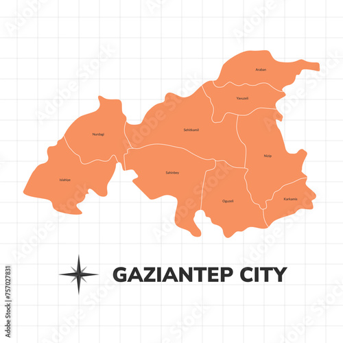 Gaziantep City map illustration. Map of the city in Turkey photo