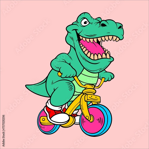 dinosaur riding a bicycle (ID: 757028206)