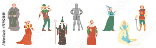 Fairy Tales Characters with Monk, Magician, King and Goldilocks Vector Set