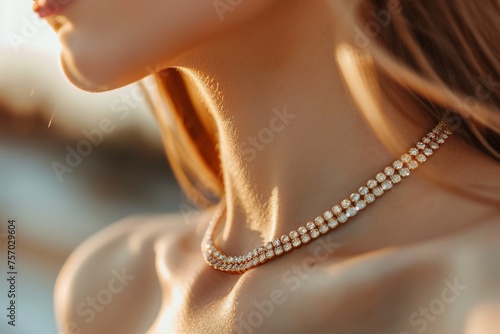 Die Halskette einer Frau in Nahaufnahme 