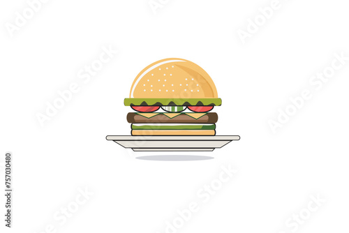 burger vector ilustration with meat and vegetable filling