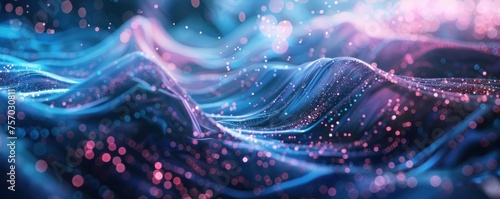 Different lines with gradients. Calm and relaxing gradient. Abstract background with flowing particles