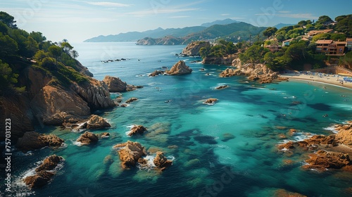 Breathtaking coastal landscape with crystal clear waters and rugged cliffs