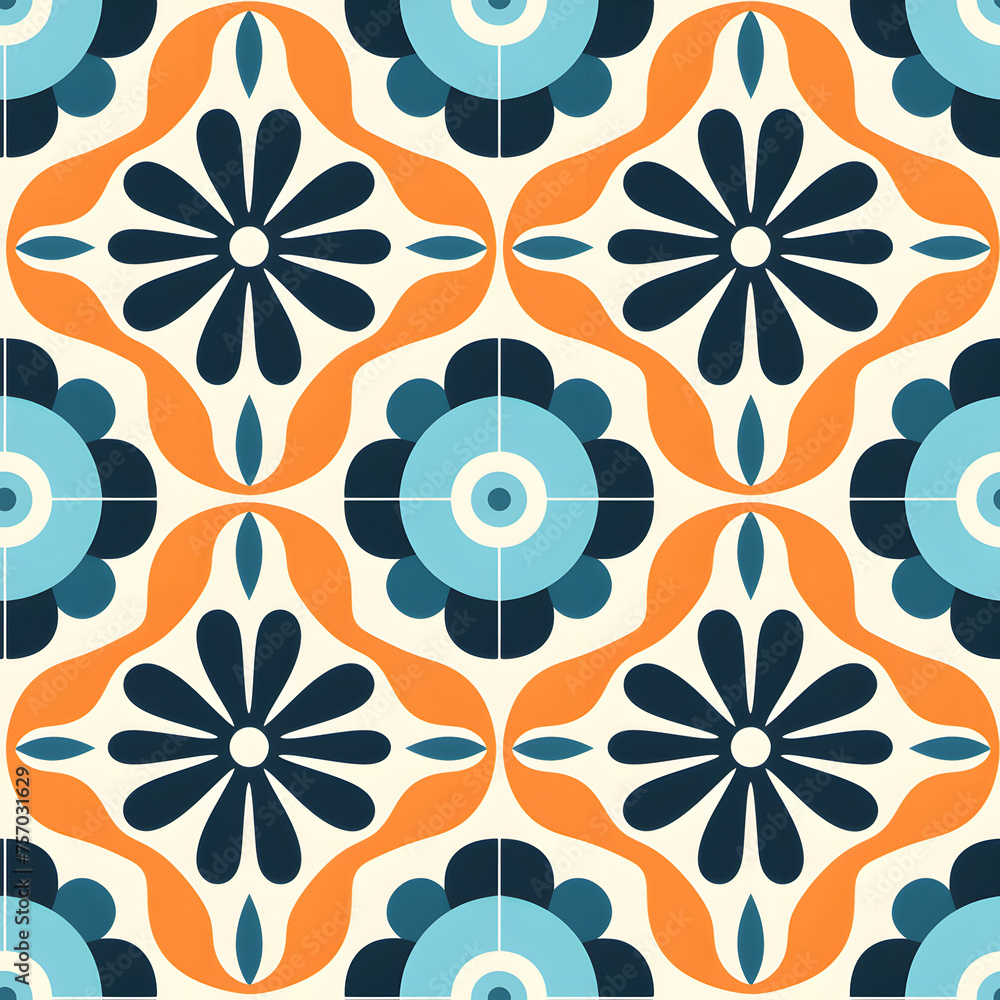 Naklejka premium Retro vintage seamless tile pattern. Abstract modern geometric Trendy background