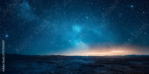 Starlit Desert: A Blue Gradient Night Sky. Concept Astrophotography, Desert Landscape, Night Sky Photography, Star Gazing, Dark Sky Reserve © Ян Заболотний