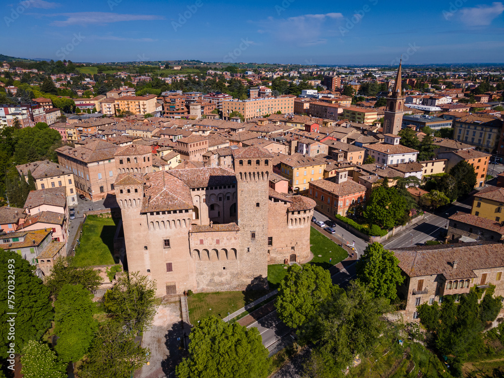 aerial view of Vignola and its castle, Modena, Emilia Romagna, Italy