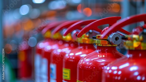 A row of fire extinguishers