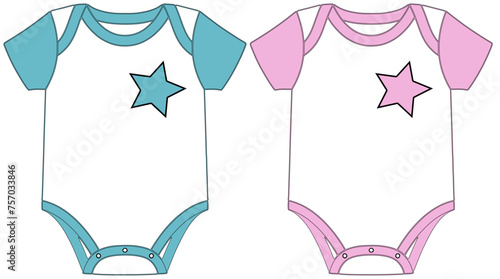 Two Body with star - Pink and light blue color - Newborn clothing - Birth vector graphics for greeting cards, baby accessories, baby shower,, sweatshirt, prints, cricut,, sublimation	 photo