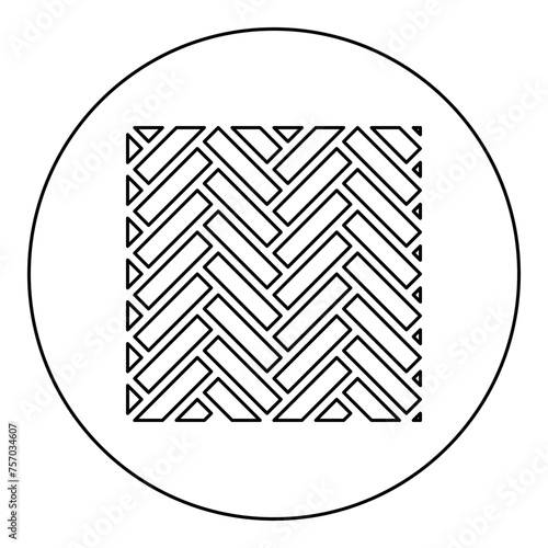 Parquet parquetry wooden floor timber interior nature material icon in circle round black color vector illustration image outline contour line thin style