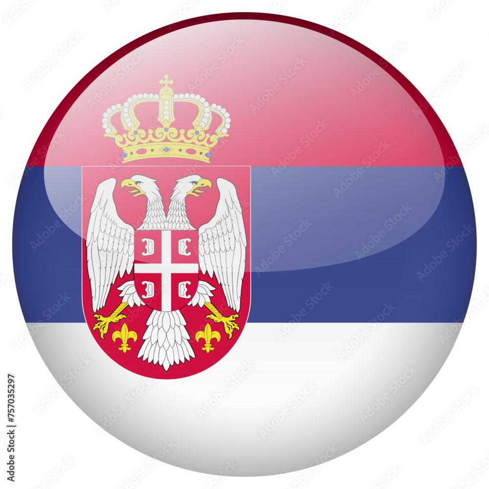 Serbia flag button. - obrazy, fototapety, plakaty 