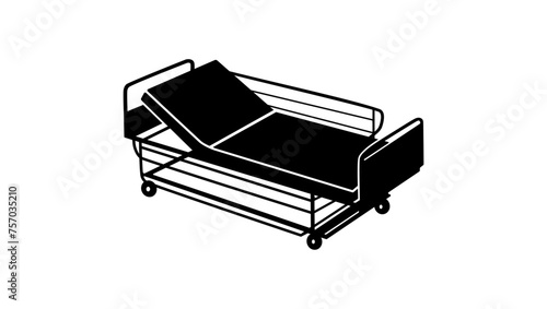 Hospital bed, black isolated silhouette