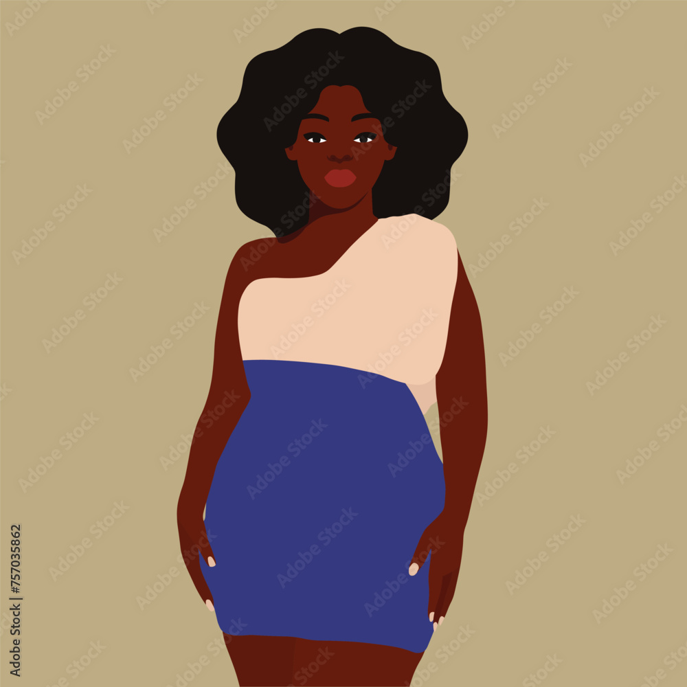 Afro black woman in elegant art style vector Afro black woman in elegant art style vector