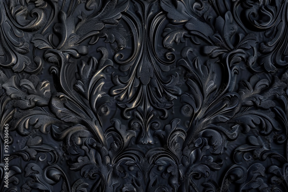 Baroque style 3D wallpaper design with gold and black floral patterns. Baroque style 3D wallpaper design with gold and black floral patterns.